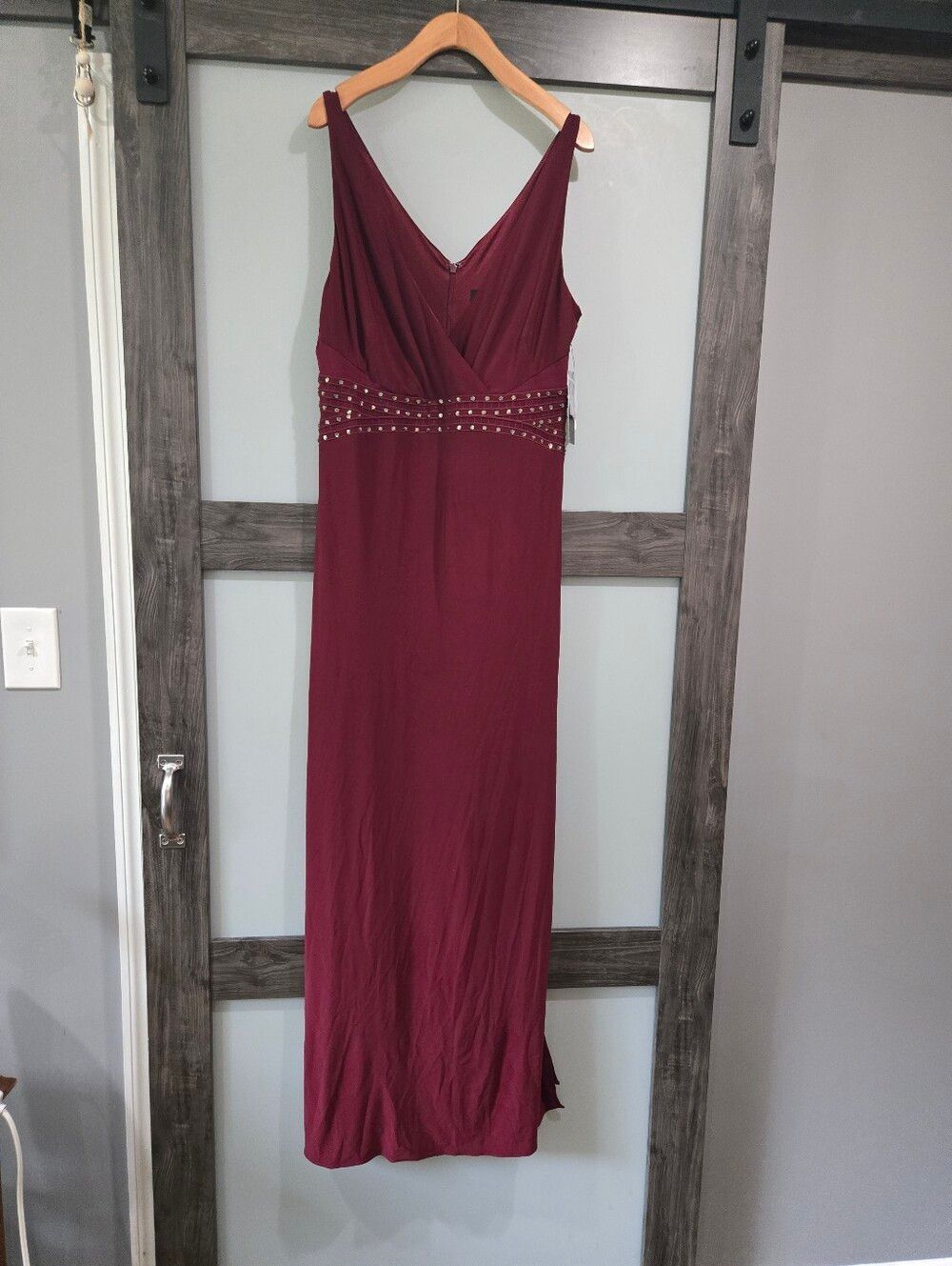 Laundry Shelli Segal Deep Garnet Rhinestone Formal Maxi Gown 12 NWT